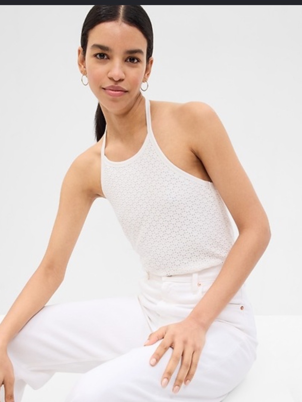🆕 GAP White Crochet Halter Tank Top